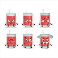 Watermelon Juice cartoon character with various angry expressions vector