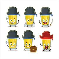 Cartoon character of banana juice with various pirates emoticons vector