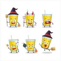 Halloween expression emoticons with cartoon character of banana juice vector