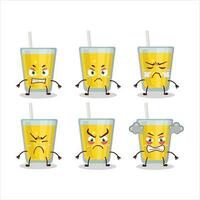 Banana juice cartoon character with various angry expressions vector