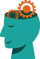 head silhouette with cogwheels icon graphic vector