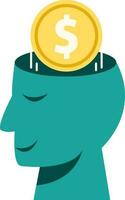 Dollar symbol in a head icon vector