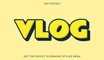 Vlog text effect in 3d style vector