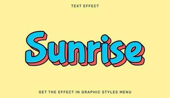 Sunrise text effect in 3d style vector