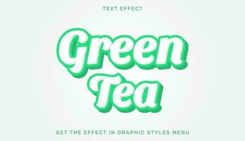 Green tea editable text effect in 3d style vector