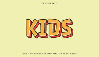 Kids text effect template in 3d style vector