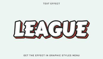 League editable text effect in 3d style vector