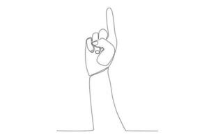 Vector continuous one line drawing hand gesture v symbol for peace peace day concept single line draw design vector graphic illustration