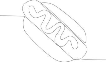soltero continuo línea dibujo Hot dog. global día padre concepto vector