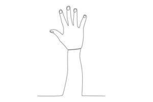 Vector continuous one line drawing hand gesture five fingers right hand concept single line draw design vector graphic illustration