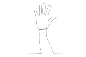 Vector continuous one line drawing hand gesture five fingers left hand concept single line draw design vector graphic illustration