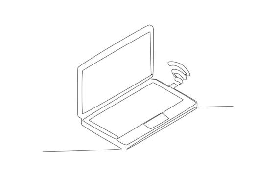 signal modem Wifi continuous line drawing element isolated on white background for decorative element. Vector illustration of internet in trendy outline style.