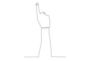 Vector continuous one line drawing hand gesture one finger looks back of the hand concept single line draw design vector graphic illustration