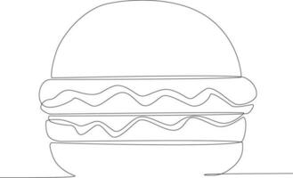 Single continuous line drawing fresh delicious burger. Global Day Parent Concept vector