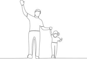 Single continuous line drawing daughter and father. Global Day Parent Concept vector