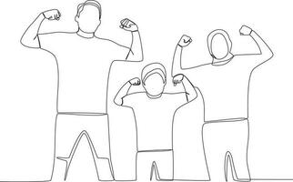 Single continuous line drawing family give strong pose. Global Day Parent Concept vector