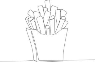 Single continuous line drawing french fries. Global Day Parent Concept vector