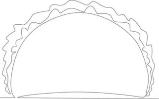 Single continuous line drawing taco. Fast Food vector