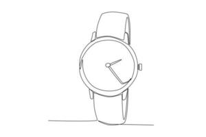 Vector one continuous single line of vintage watch isolated on white background