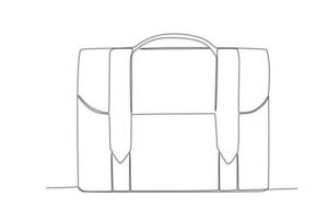 Vector continuous line drawing of leather office bag vector illustration