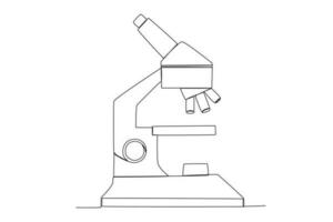 Vector continuous one line drawing of microscope simple illustration of microscope laboratory line art vector illustration