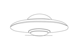 Vector continuous one line drawing ufo unidentified flying object outer space concept single line draw design vector