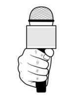 Microphone, broadcasting, news maker, journalism, vector isolated on white background.