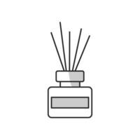 aroma diffuser icon, jar with reed sticks, thin line symbol on white background - vector illustration eps10.