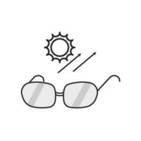 Dom proteger lentes icono, proteccion lentes de uva rayos, ojo cuidado concepto, Delgado línea símbolo en blanco antecedentes - editable carrera vector ilustración eps10.