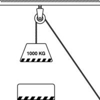 Fixed pulley system isolated on white background. Loaded Movable Pulleys. Physics experiment for education on force and motion with pulley illustration. The laws of motion. Simple Machines Pulleys. vector