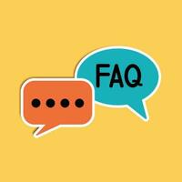 FAQ information sign icon isolated on yellow background. Vector illustration. Eps 10.