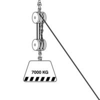 fijo polea sistema aislado en blanco antecedentes. cargado móvil poleas física experimentar para educación en fuerza y movimiento con polea ilustración. el leyes de movimiento. sencillo máquinas poleas vector