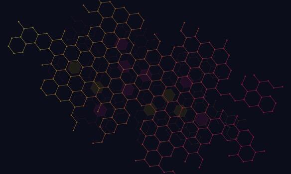 Gradient connection hexagon background. vector