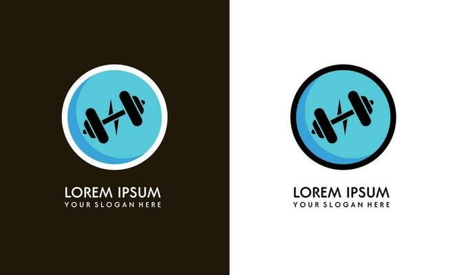Gym fitness barbell logo icon with swoosh graphic element