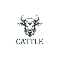 Monochrome silhouette cow head logo design template vector icon illustration