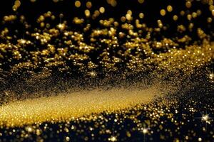 glitter lights grunge background, gold dust trail. generative ai photo