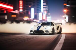 sport car racing in the city, street racer. Generative AI photo