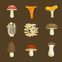 Mushroom Collection Sticker Set vector