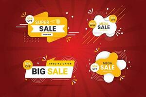 Vector mega sale discount banner promotion with the red background and super offer banner template with editable text effect