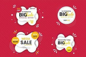 Vector mega sale discount banner set promotion with the yellow background and  super offer banner template with editable text effect