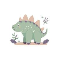 Illustration of a cute cartoon dinosaur. Characters for children's room and postcards vector. vector