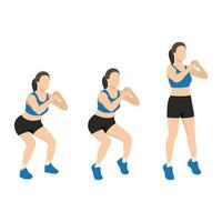 Woman doing tip toe squats exercise. vector