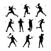 Squash players man character set. vector