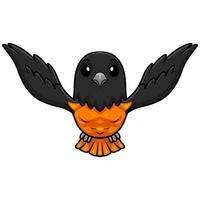 Cute baltimore oriole bird cartoon flying vector