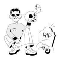 Trendy Halloween Gravestone vector