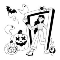 Trendy Halloween Door vector