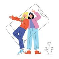 Trendy Friends Selfie vector