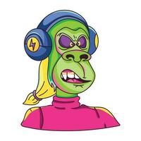 Trendy Monkey Listening vector