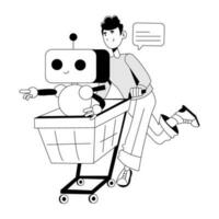 Trendy Robot Shopping vector