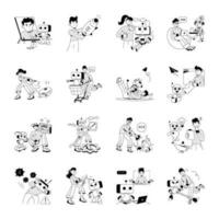 Pack of Robot Technology Hand Drawn Illustrations vector